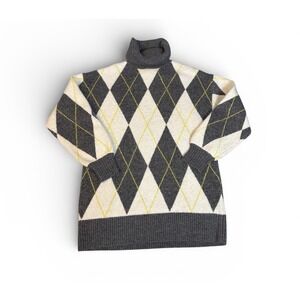 Pringle of Scotland H&M Argyle Turtleneck Sweater Women Small collegiate Baggy